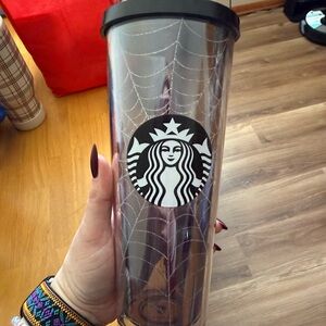 Starbucks Black and Clear Halloween Spider Web Tumbler